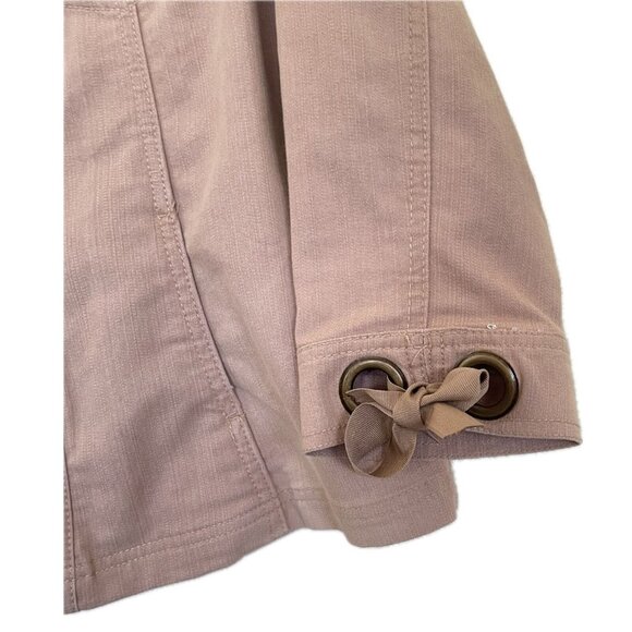 Dress Barn Tan Mock Neck Grommet Jacket w Ribbon Bow Detail - Picture 2 of 6